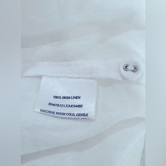 Eileen Fisher White Irish Linen Blouse 3/4 Sleeve. Covered Buttons. Women’s XL. - Picture 3 of 7